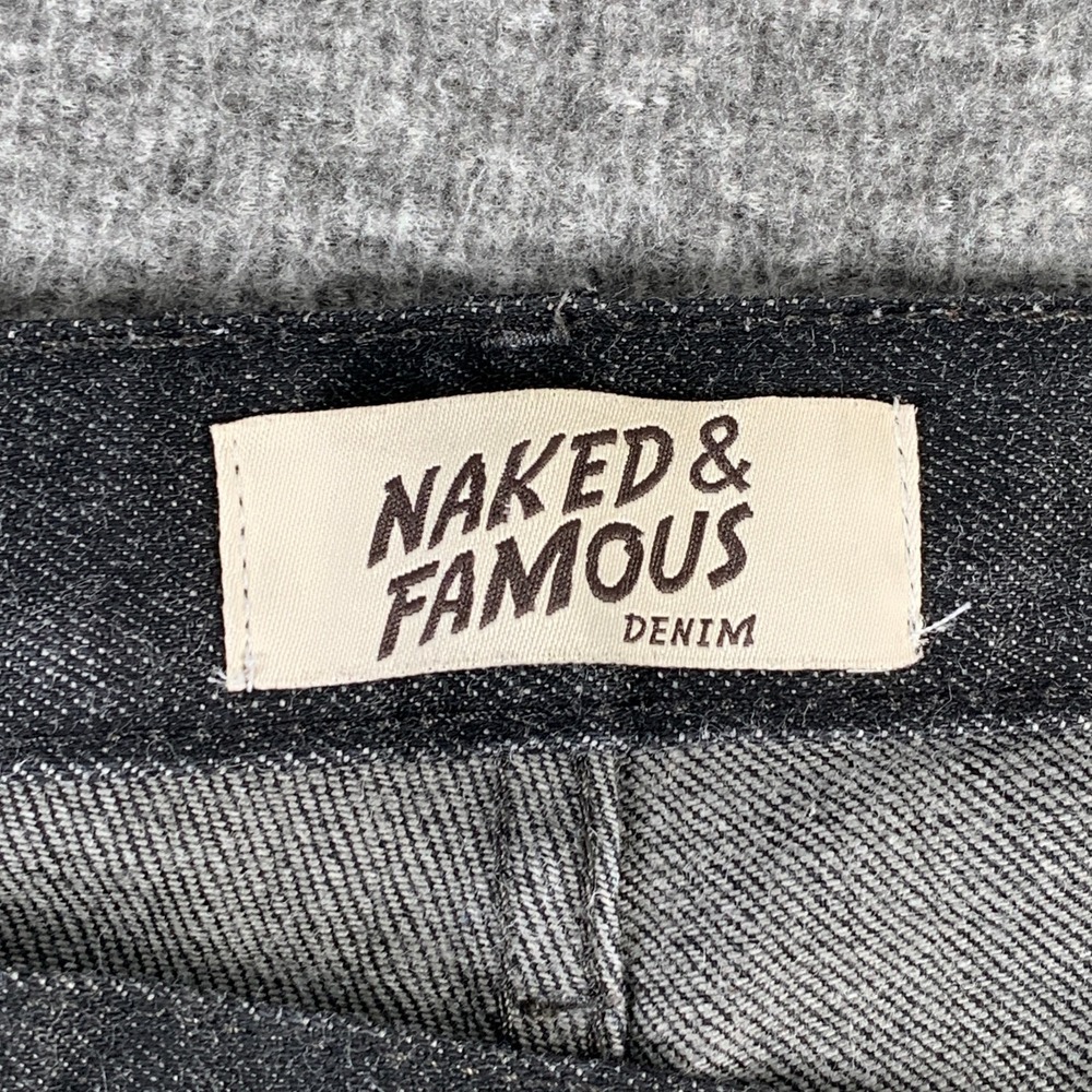 Naked & Famous Selvedge Jeans Men 33x33 Super Skinny Guy Stretch Black - Picture 3 of 12